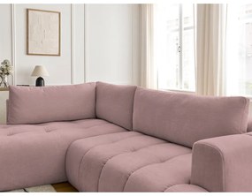 Różowy rozkładany/ze schowkiem narożnik (lewostronny/w kształcie litery L) Fuji – Bobochic Paris