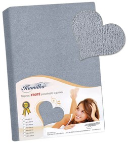 Prześcieradło frotte Kamilka niebieskoszary, 180 x 200 cm