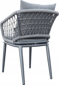 Krzesło ogrodowe aluminiowe antracyt taras sznurowane lekka rama 58x66x79cm