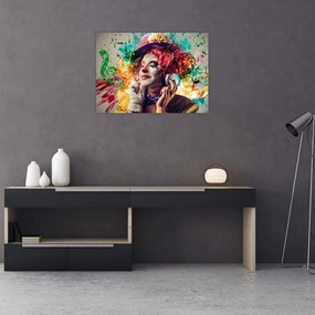 Obraz - Artystka ze słuchawkami (70x50 cm)