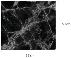 Szklana płyta ochronna MARBLE BLACK na kuchenkę – duża, ZELLER