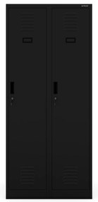 Szafka ubraniowa BHP czarna: czterokomorowa KACPER, 800 x 1800 x 500 mm