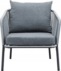 Zestaw mebli ogrodowych antracyt aluminiowa sofa 2 fotele stolik sznurowany