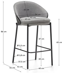 Czarno-szary hoker (wysokość siedziska 65 cm) Eamy – Kave Home