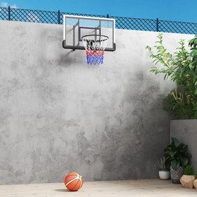 SPORTNOW Kosz do koszykówki na montaż ścienny, kosz na sprężynie, tablica odporna na pęknięcia, Czarno/Czerwony