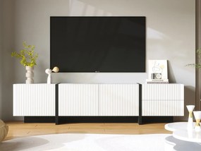 Meble TV L 190cm - 3 drzwi 2 szuflady 5 przegród - Biały i Czarny