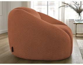 Pomarańczowy fotel z materiału bouclé Tina – Bobochic Paris