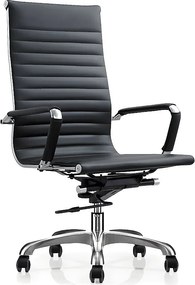 Fotel biurowy z regulacją wysokości - sztuczna skóra - czarny - MENART