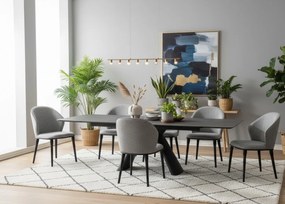 Stylowe krzesło Siena tapicerowane miękką tkaniną w odcieniu szarości. Miękkie siedzisko, zaokrąglone oparcie i metalowe nogi łączą nowoczesny wygląd z wyjątkowym komfortem.