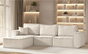 Narożnik w kształcie L Bohoo Maxi, tkanina Raven, Jasnobeżowy, Lewy