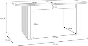 Rozkładany stół jadalniany 180-230 cm z lamelami Jytana 7128, dąb Riva