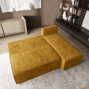 Masseno Narożnik BRISO z funkcją spania i pojemnikiem na pościel Narozniki L, Rozkładana sofa - Żółty, POSO 01