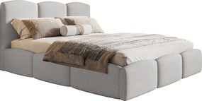 Emporius Roma Slim łóżko 180x200 z grubej pianki - łóżko dwuosobowe z pojemnikiem i stelażem - nowoczesne łóżko 180 x 200, boucle jasny szary (Anthology 15)