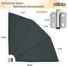 STILISTA parawan balkonowy, 140 x 140, zielony