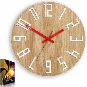 Zegar na ścianę nowoczesny drewniany z dużymi cyframi okrągły cichy loft