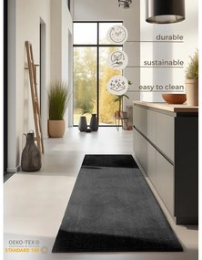 Czarny chodnik z juty 80x200 cm Bouclé – Hanse Home