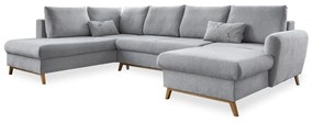 Jasnoszara rozkładana sofa w kształcie litery "U" Miuform Scandic Lagom, lewostronna