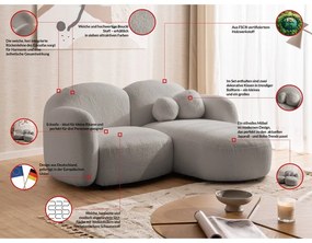 Szary narożnik z materiału bouclé (prawostronny/z szezlongiem) Orbit – Ropez