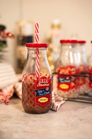 Komplet świąteczny MERRY X-MASS: 4x słoik, słomka, metalowy stojak