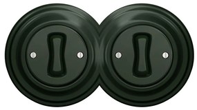 Kliklap - Podwójny retro wyłącznik jednobiegunowy z ramką nr 1 zielony