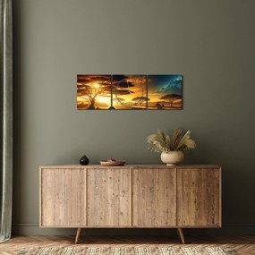 Obraz - Odpoczywające lwy (z zegarem) (90x30 cm)