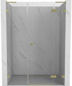 Mexen Lunar L drzwi prysznicowe uchylne prawe 145 cm, transparent, złote szczotkowane - 834SL-145-050-55-00-P