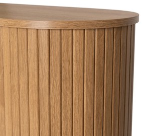 Komoda do Salonu Rozsuwana TRISH 180 cm Dąb Dwudrzwiowa Ryflowana Nowoczesna
