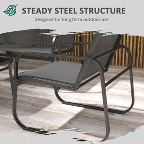 Zestaw mebli ogrodowych Outsunny 4-częściowy, zestaw ogrodowy z 1 dwuosobową sofą, 2 krzesłami, 1 stolikiem kawowym, zestaw wypoczynkowy, meble balkonowe do tarasu, siatka, czarne