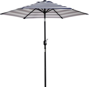 Outsunny Parasol Ogrodowy na Zewnątrz Niebieskie Paski Stal 23x216m Niebieski + Biały | Aosom PL