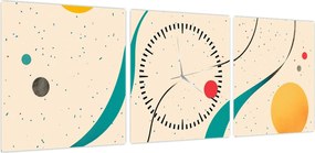 Obraz - Minimalistyczna kolorowa ilustracja (z zegarem) (90x30 cm)