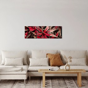Obraz czerwonych płatków (z zegarem) (90x30 cm)
