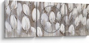 Obraz - Ułożone tulipany (z zegarem) (90x30 cm)