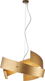 Lampa wisząca Elisa z białego lakierowanego żelaza, laserowo cięta, dekor stare złoto, regulowany kabel stalowy, elegancki design, 3 światła