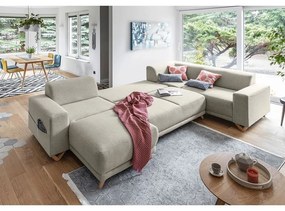 Beżowy rozkładany/ze schowkiem narożnik (prawostronny/w kształcie litery U) Classy Sophie – Miuform