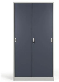 Metalowa szafa z przesuwnymi drzwiami, 4 półki, 1000 x 1990 x 450 mm, ciemnoszary