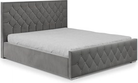 DomoHome - Nowoczesne łóżko tapicerowane Mona I, wysokiej jakości tkanina, skrzynia, elegancki półokrągły wzór 200x200 cm, jesion