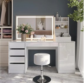 Stół do toalety biały/biały wysoki połysk 158.2x50.1x76 sherry