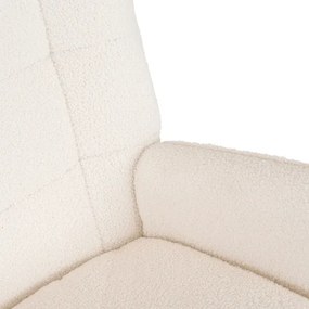 Fotel Bujany Uszak JACKSON Kremowy Boucle/Dąb Skandynawski