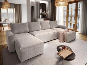 PROMOCJA Beżowy narożnik w kształcie U SMART COSARO 295x140 cm II jakość