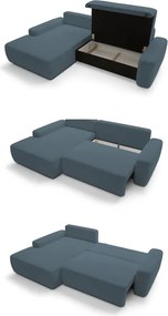 Narożnik BOULI Lewostronny z Elektryczną Regulacją wolnostojący tkanina Raven 86 Turkusowy DOMO HOME