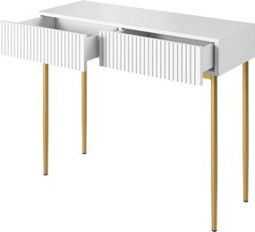 Konsola Nicole 100 cm z szufladami - biały mat / złote nóżki