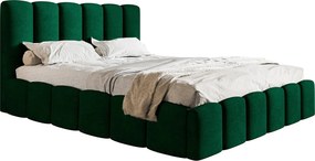 Łóżko tapicerowane 180x200 Palermo - pojemnik i stelaż, tkanina aksamitna, zielony (Kronos 19)