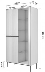 Witryna Nicole 100 cm z ryflowanym frontem - czarny mat