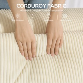 HOMCOM Sofa 3-osobowa, miękka pianka, szerokie podłokietniki, 2 poduszki, tapicerka manchester, beżowa