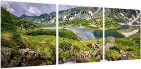 Obraz - Widok na górę Riła (z zegarem) (90x30 cm)