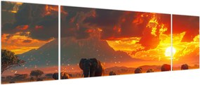 Obraz - Stado słoni (170x50 cm)