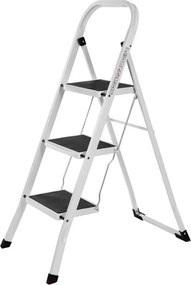 Składana drabinka STEP, 3 stopnie, max. 150 kg, biały/czarny SongmicsHome