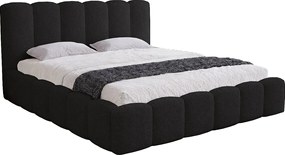 Łóżko dwuosobowe 160x200 Florent - łóżko z pojemnikiem i stelażem metalowym - boucle, czarny (Lambi 13)