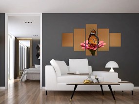 Obraz motyla na kwiatku (125x70 cm)