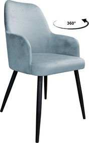 Krzesło WESTA tkanina Welur noga metalowa elegancki styl loftowy : Kolor nogi - Czarna stożek, Kolor tkaniny - VELVET - BL06, Typ siedziska - Siedzisko obrotowe 360°